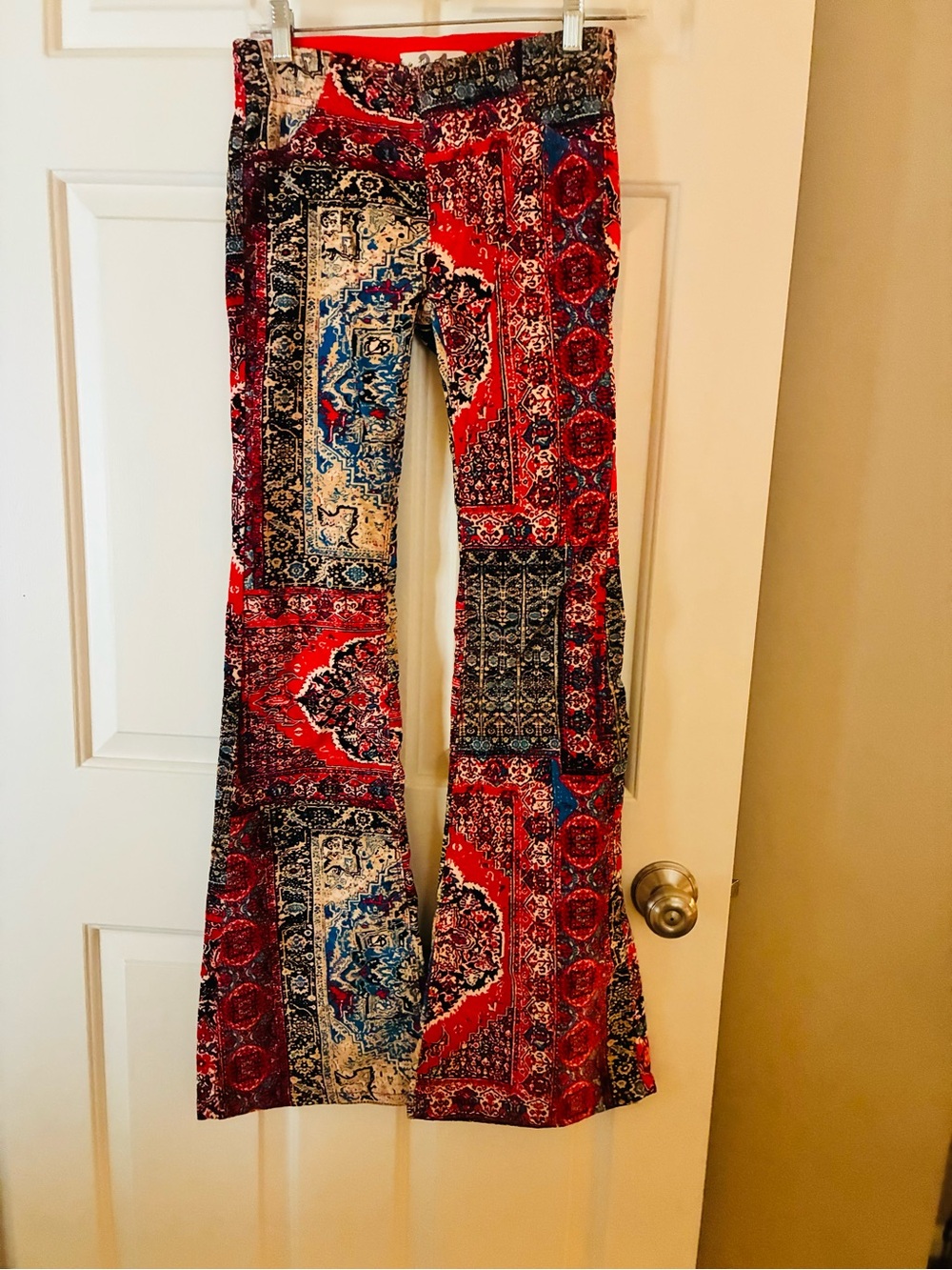Free People Penny Paisley Patchwork Corduroy Flare Pants Sz 24 - Picture 3 of 8